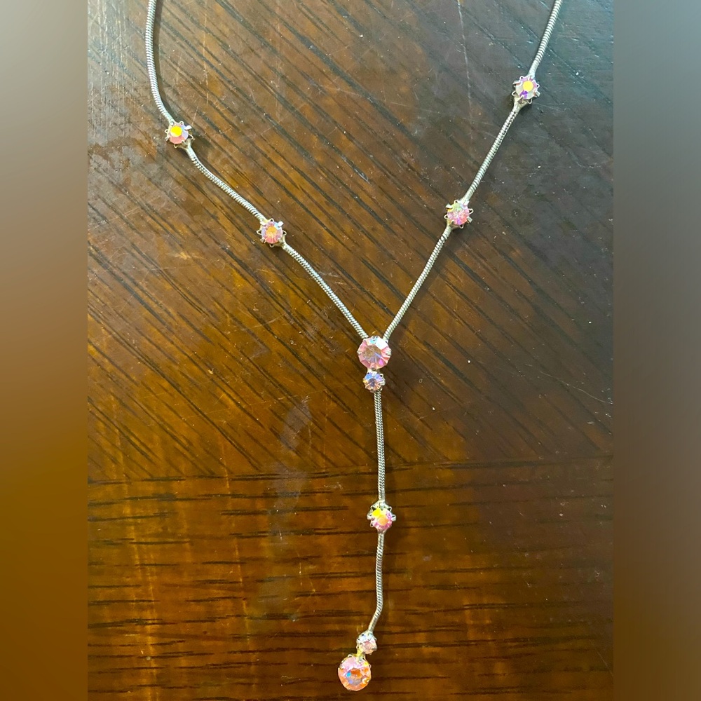Clair’s ladies necklace with rose colored diamantés